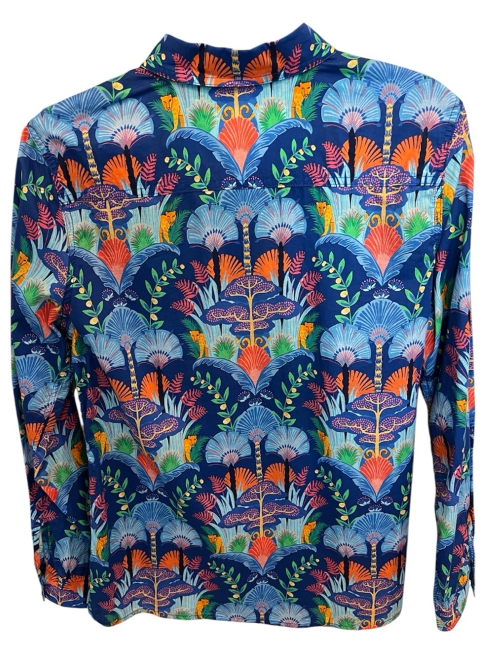 J McLaughlin Button Front Cotton Blouse in Vibrant Colors Size L - Picture 5 of 8